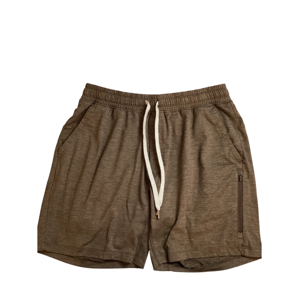 All in Motion Womens Brown Heathered Athletic Gym Shorts Small Zipper Pocket